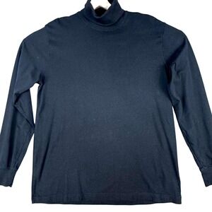 Lands End Shirt Mens Large Black Long Sleeve Super-T Tagless Turtleneck Cotton